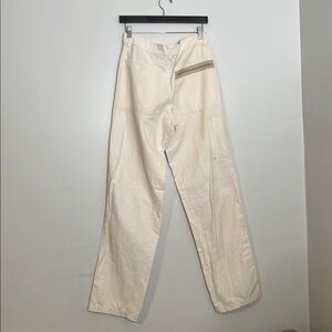 35" INSEAM Cream Cargo Pants MEC hiking pants zipper utility pockets